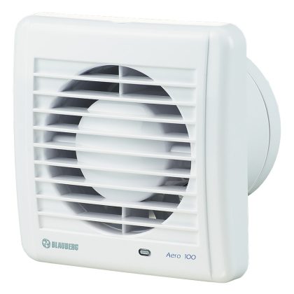   BLAUBERG AERO 100 H Klasszikus megjelenésű háztartási ventilátor, 100 mm légcsatornához, időrelével és páraézékelővel. Golyóscsapágyas kivitel.