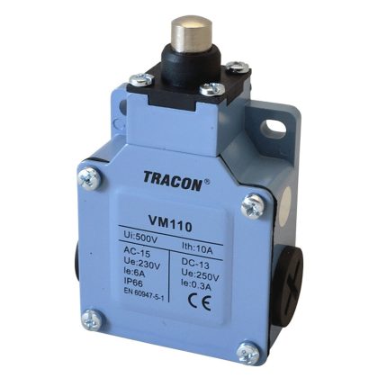 TRACON VM110 Helyzetkapcsoló, kúpos fémházas 1xNO+1xNC, 6A/230V AC-15, 0,3A/250V DC-13, IP