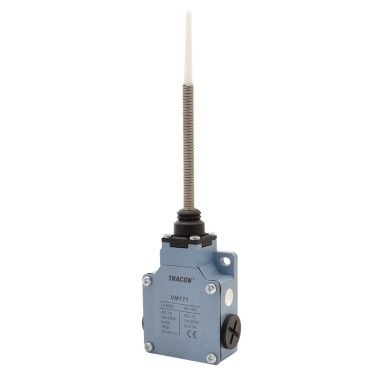 TRACON VM171 Helyzetkapcsoló, rugószáras (műanyag+acél) 1xNO+1xNC, 6A/230V AC-15, 0,3A/250V DC-13, IP66