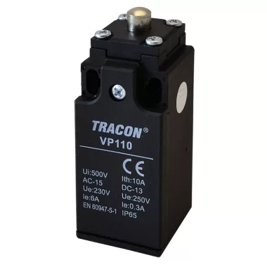 TRACON VP110 Helyzetkapcsoló, kúpos-ütközős 1xNO+1xNC, 6A/230V AC-15, 0,3A/250V DC-13, IP65