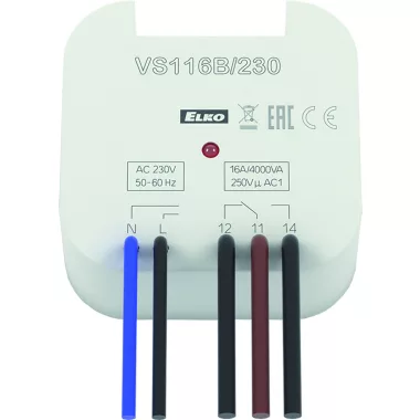 Elko VS116B/230 mini tokozású segédrelé, 1x CO, 16 A, 230 VAC