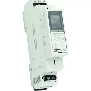 Elko VS116K piros - Segédrelé, 1x CO, 16 A, 230VAC, AC/DC 24 V