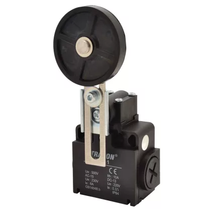 TRACON VT191 Helyzetkapcsoló, lengőkar-görgő 1xNO+1xNC, 6A/230V AC-15, 0,3A/250V DC-13, IP