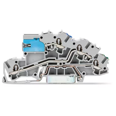 Wago 2003-7641 Többemeletes installációs sorkapocs; működtetőnyílással; csúsztatható N bontó; NT/L/PE; Push-in CAGE CLAMP®; 2,50 mm²; szürke