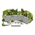   Wago 2016-7607 2 vezetékes földelő sorkapocs; 16 mm²; oldalsó és középső jelölés; DIN 35 x 15 és DIN 35 x 7,5 sínhez; Push-in CAGE CLAMP®; 16,00 mm²; zöld-sárga