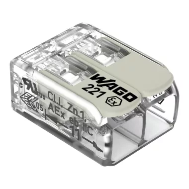 Wago 221-482 Vezeték összekötő rögzítő-leválasztókkal; minden vezetéktípushoz; robbanásbiztos alkalmazásokhoz; max. 4 mm²; 2 vezeték