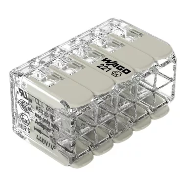 Wago 221-490 Vezeték összekötő rögzítő-leválasztókkal; minden vezetéktípushoz;robbanásbiztos alkalmazásokhoz, átlátszó