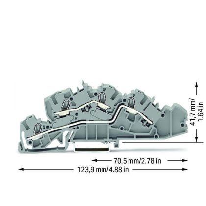   Wago  2005-7642 Többemeletes installációs sorkapocs; működtetőnyílással; 4 mm²; L/L; Push-in CAGE CLAMP®; 4,00 mm²; szürke