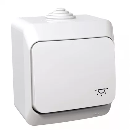 SCHNEIDER WDE000513 CEDAR PLUS Egypólusú nyomó, lámpajellel, IP44, fehér