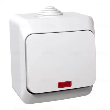 SCHNEIDER WDE000514 CEDAR PLUS Egypólusú kapcsoló, jelzőfénnyel, IP44, fehér