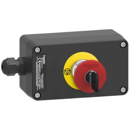   SCHNEIDER XAWG188EX ATEX D tokozott vészleállító, gombafejű 40mm, kulccsal oldható, műanyag, 2NC, piros