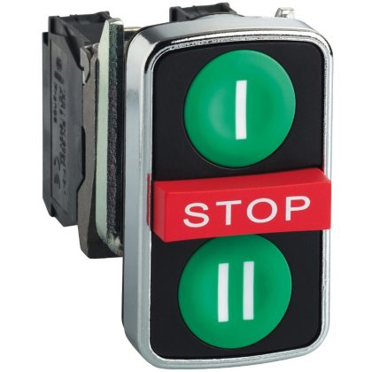 SCHNEIDER XB4BA731327 Komplett kettősfejű nyomógomb, fém