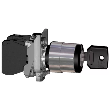   SCHNEIDER XB4BG33EX ATEX D kulcsos háromállású kapcsoló, fém, 2NO, fekete