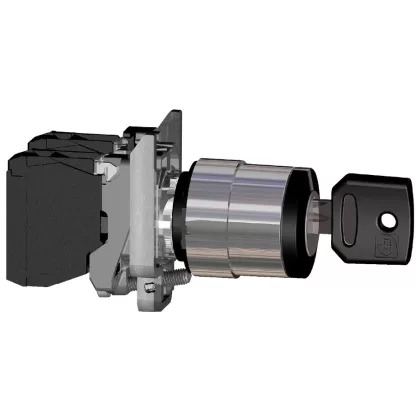   SCHNEIDER XB4BG61EX ATEX D kulcsos kétállású kapcsoló, fém, 1NO, fekete, visszaugró