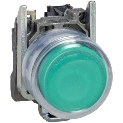   SCHNEIDER XB4BP383M5EX ATEX D világító nyomógomb, fém, 1NO, zöld, átlátszó védősapkával, 240 VAC