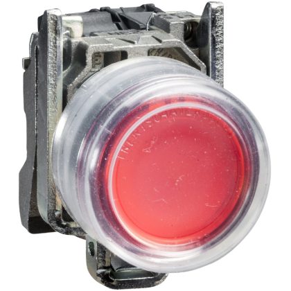   SCHNEIDER XB4BP482EX ATEX D nyomógomb, fém, 1NC, piros, átlátszó védőspkával, címke tartóval
