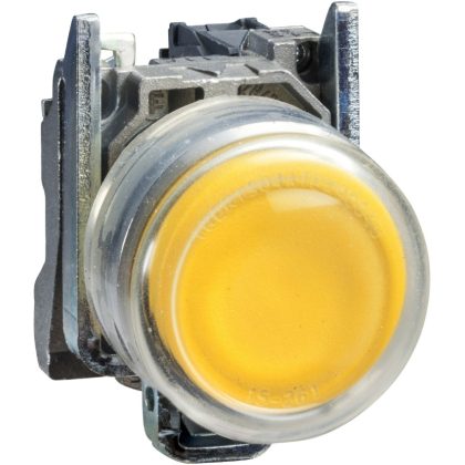   SCHNEIDER XB4BP51EX ATEX D nyomógomb, fém, 1NO, sárga, átlátszó védőspkával
