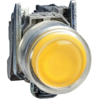   SCHNEIDER XB4BP51EX ATEX D nyomógomb, fém, 1NO, sárga, átlátszó védőspkával