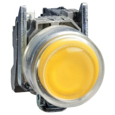 SCHNEIDER XB4BP581EX ATEX D pushbutton, metal, 1NO, yellow, with transparent protective cap, with label holder