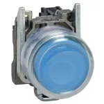   SCHNEIDER XB4BP681EX ATEX D nyomógomb, fém, 1NO, kék, átlátszó védőspkával, címke tartóval