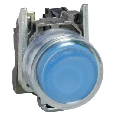 SCHNEIDER XB4BP681EX ATEX D nyomógomb, fém, 1NO, kék, átlátszó védőspkával, címke tartóval