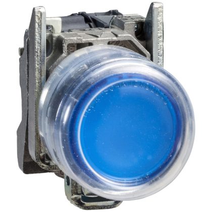   SCHNEIDER XB4BP683B5EX ATEX D világító nyomógomb, fém, 1NO, kék, átlátszó védősapkával, 24 VAC/DC
