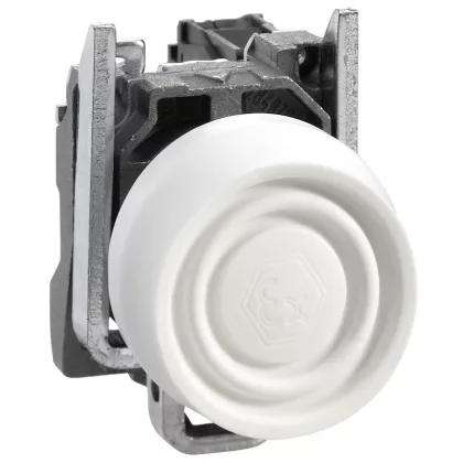   SCHNEIDER XB4BPS11EX ATEX D nyomógomb, fém, 1NO, fehér, színes védőspkával