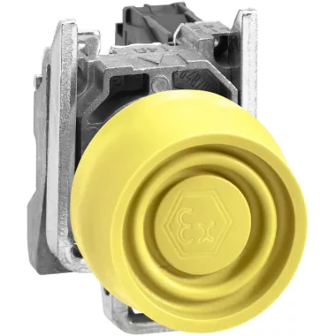 SCHNEIDER XB4BPS51EX ATEX D nyomógomb, fém, 1NO, sárga, színes védőspkával