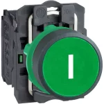 SCHNEIDER XB5AA3311 Komplett nyomógomb, zöld, "I" jellel