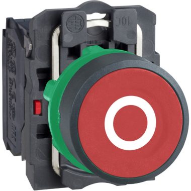 SCHNEIDER XB5AA4322 Komplett nyomógomb, piros, "O" jellel