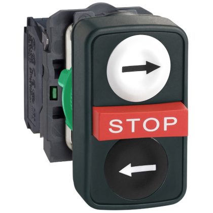 SCHNEIDER XB5AA711237 Komplett kettősfejű nyomógomb, műanyag