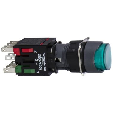 SCHNEIDER XB6AE3B5B Világító nyomógomb, kerek, zöld, N/O+N/C