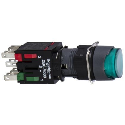 SCHNEIDER XB6AE3B5B Világító nyomógomb, kerek, zöld, N/O+N/C