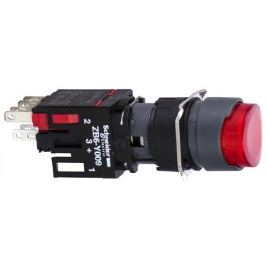 SCHNEIDER XB6AE4B5B Világító nyomógomb, kerek, piros N/O+N/C