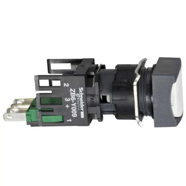 SCHNEIDER XB6CA11B Komplett nyomógomb, szögletes, fehér