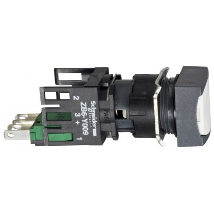 SCHNEIDER XB6CA11B Komplett nyomógomb, szögletes, fehér