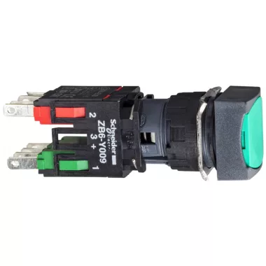 SCHNEIDER XB6CA35B Komplett nyomógomb, négyzetes, zöld