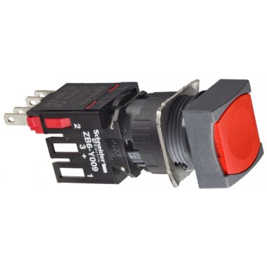 SCHNEIDER XB6CA42B Komplett nyomógomb, szögletes, piros