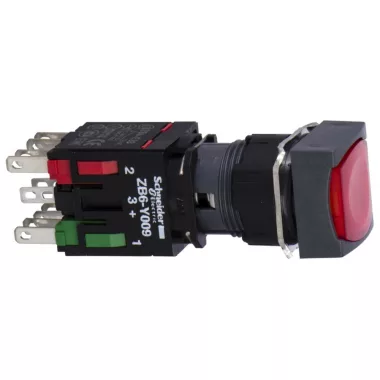 SCHNEIDER XB6CW4B5B Világító nyomógomb, négyzetes, piros NO+NC