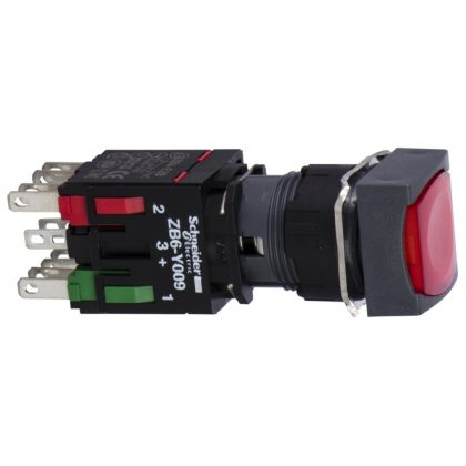 SCHNEIDER XB6CW4B5B Világító nyomógomb, négyzetes, piros NO+NC