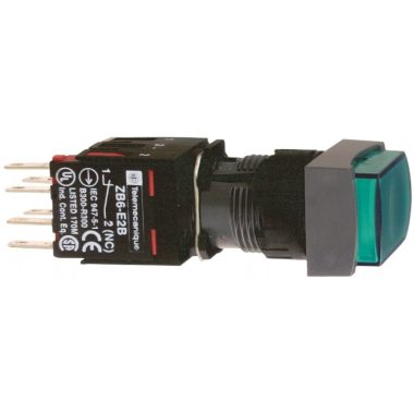 SCHNEIDER XB6DE3B5B Világító nyomógomb, téglalap zöld N/O+N/C