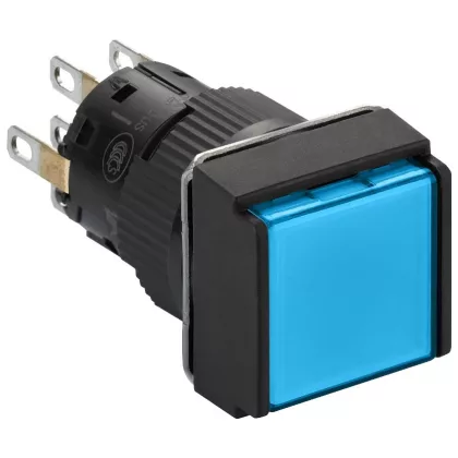 SCHNEIDER XB6ECW6B2P négyzetes kék világító nyomógomb Ø16-sülly. visszatérő-24 V-2CO