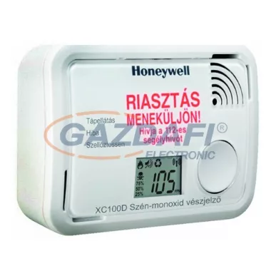 HONEYWELL XC100D-HU szén-monoxid (CO) vészjelző, 10 év, 90dB, LCD kijelző