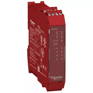 SCHNEIDER XPSMCMDI0800 Preventa XPS MCM biztonsági vezérlő, biztonsági bővítő I/O modul, 8DI + 4DO (teszt), csavaros