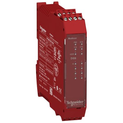   SCHNEIDER XPSMCMDI0800 Preventa XPS MCM biztonsági vezérlő, biztonsági bővítő I/O modul, 8DI + 4DO (teszt), csavaros