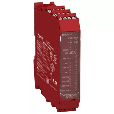 SCHNEIDER XPSMCMRO0004DA Preventa XPS MCM biztonsági vezérlő, biztonsági bővítő I/O modul, 4DO(relé) + 4DI(start/restart) + 8DO (státusz)