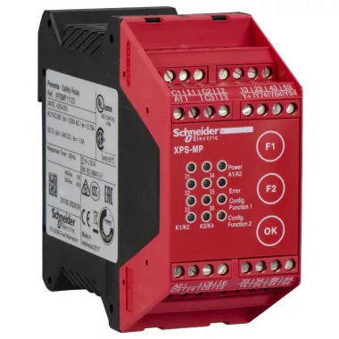 SCHNEIDER XPSMP11123 Preventa XPS MP biztonsági relé, 2 szabadon választható funkció, 3NO/funkció, 24 VDC, beépített sorkapocs SCHNEIDER XPSMP11123 Preventa XPS MP biztonsági relé, 2 szabadon választható funkció, 3NO/funkció, 24 VDC, beépített sorkapocs