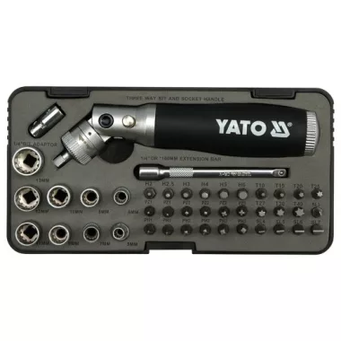 YATO YT-2806 Bit-dugófej klt.racsnis csuklós hajtószárral 42r.(bit:lapos- imbusz-torx-ph-pz(dugófej 1/4 col 5-13-ig)