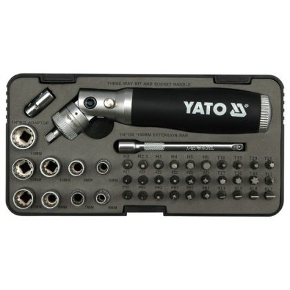   YATO YT-2806 Bit-dugófej klt.racsnis csuklós hajtószárral 42r.(bit:lapos- imbusz-torx-ph-pz(dugófej 1/4 col 5-13-ig)