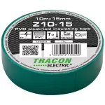   TRACON Z10-15 Szigetelőszalag, zöld 10m×15mm, PVC, 0-90°C, 40kV/mm